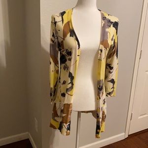 Yellow floral print cardigan